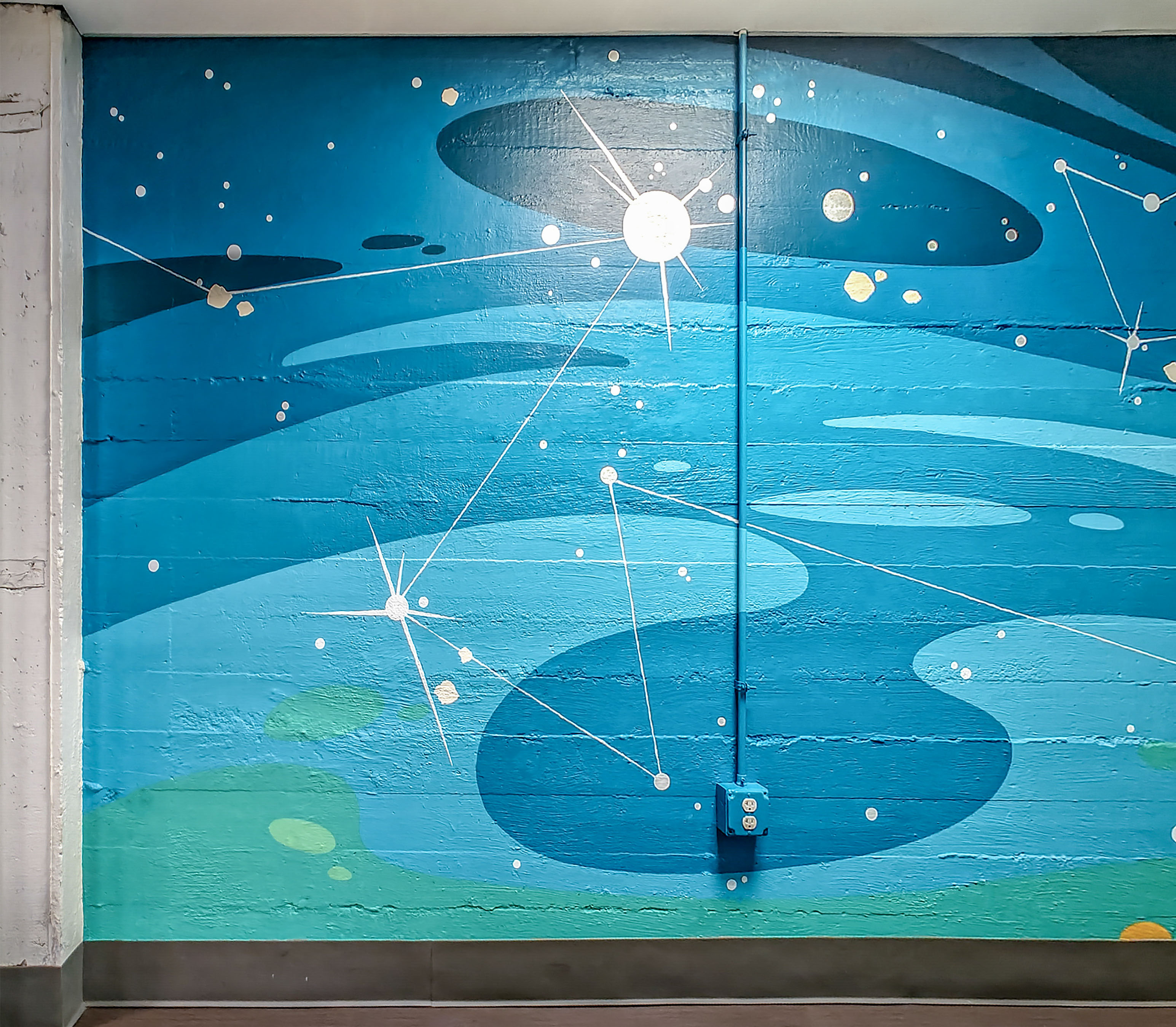 First segment of completed mural